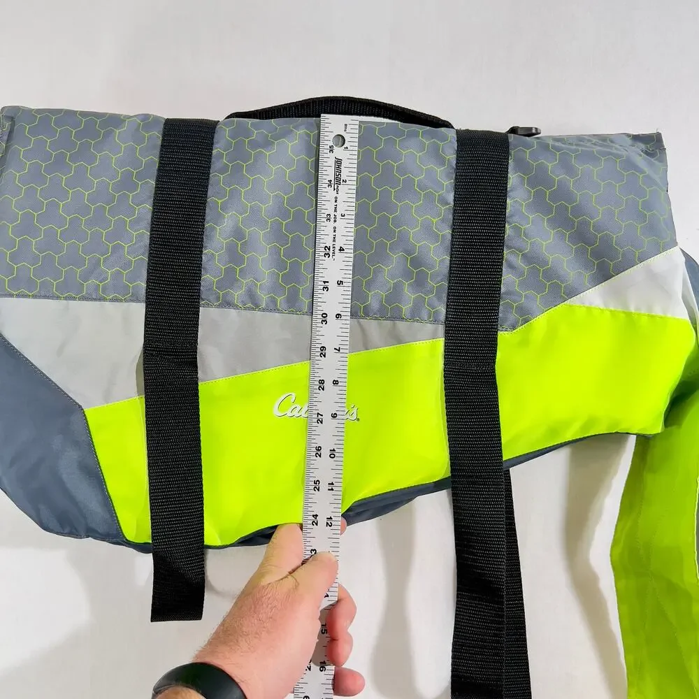 Dog Life Preserver Cabela's XL Black Grey and Bright Yellow Nylon & Hook/ Loop